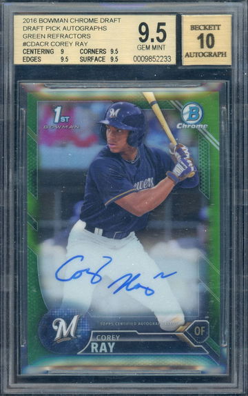 2016 Bowman Chrome Corey Ray Green /99 BGS 9.5/10