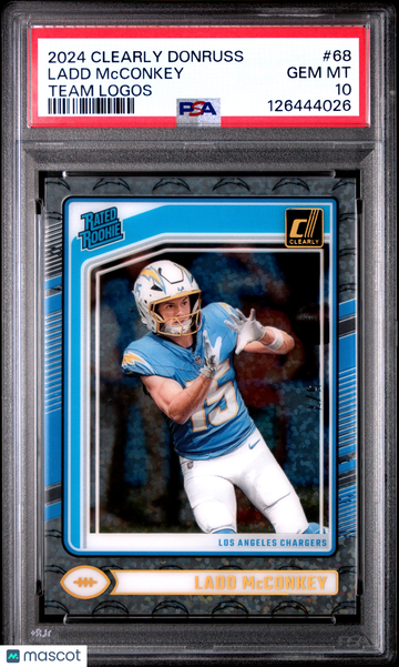 2024 Clearly Donruss Ladd Mcconkey #68 Rookie Team Logos /7 PSA 10