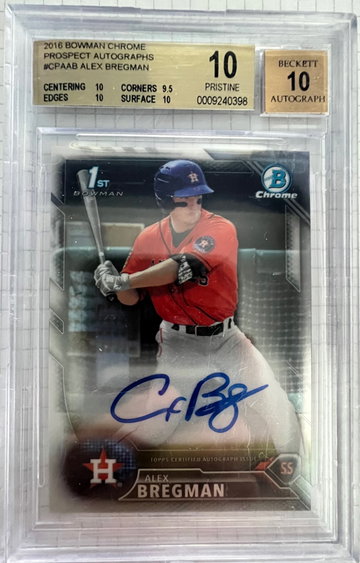 2016 Bowman Chrome Auto Alex Bregman #CPAAB BGS 10 Pristine