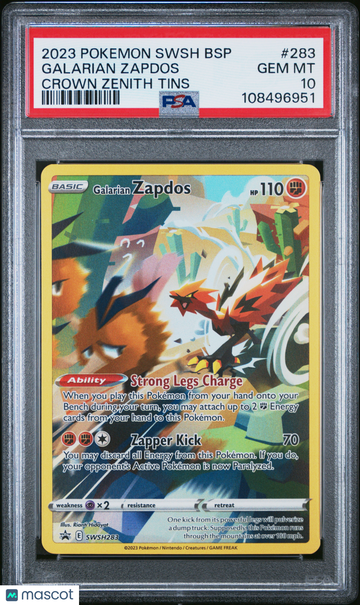 Galarian Zapdos #283 2023 Pokemon Swsh Black Star Promo PSA 10