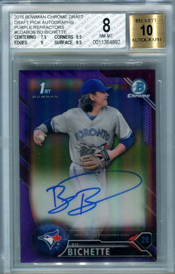 Bo Bichette purple refractor /250 BGS 8 auto 10