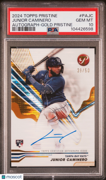 2024 Topps Pristine Pristine Autographs Junior Caminero #PAJC Gold /50 PSA 10