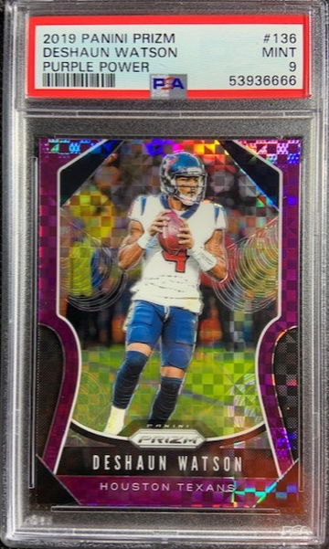 2019 Panini Prizm #136 Deshaun Watson Purple Power /49 PSA 9 Mint Centered