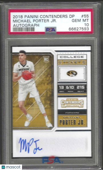 2018 Panini Contenders Draft Picks Michael Porter JR. #55 Autograph PSA 10
