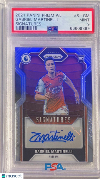 2021 Panini Prizm Premier League Signatures Gabriel Martinelli #S-GM PSA 9