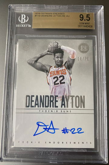 2018 DeAndre Ayton Panini Encased RC Rookie Endorsements Auto 16/75 BGS 9.5