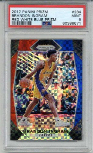 2017 PANINI RED WHITE BLUE PRIZM #284 BRANDON INGRAM CARD LAKERS PSA 9