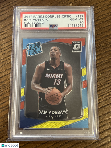 2017 Panini Donruss Optic Bam Adebayo #187 Red Yellow Prizm Rookie RC PSA 10