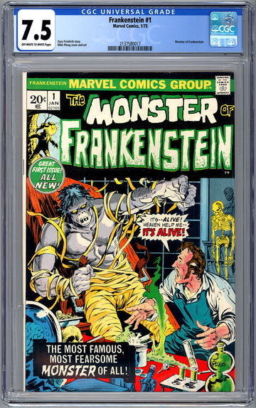 MONSTER OF FRANKENSTEIN #1 CGC 7.5 CLASSIC MIKE PLOOG HORROR COVER & ART 1973
