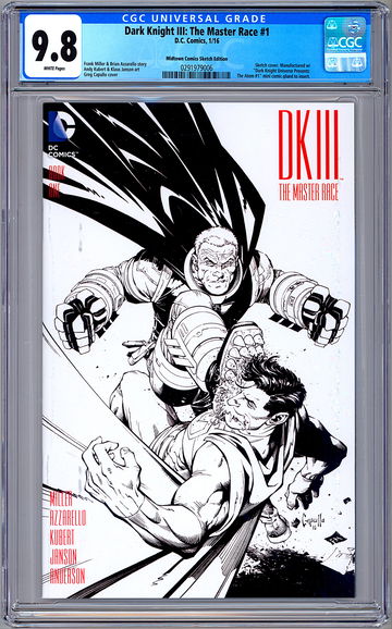 DARK KNIGHT III THE MASTER RACE #1 CGC 9.8 MIDTOWN SKETCH VARIANT CAPULLO 2016