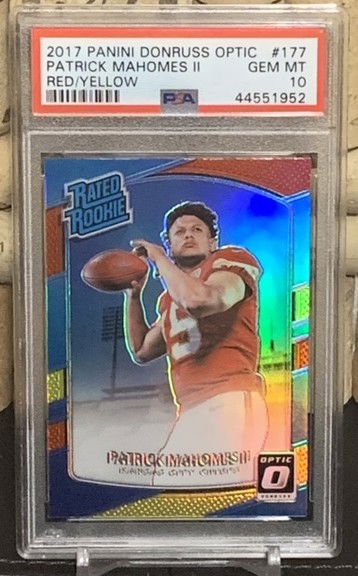 2017 PATRICK MAHOMES DONRUSS OPTIC RED YELLOW PSA 10