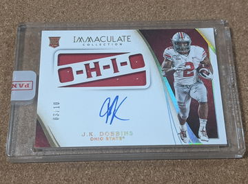 2020 Immaculate 🏈 JK Dobbins Gold Team Slogan O-H-I-O Rookie Auto /10 RC SSP 🔥
