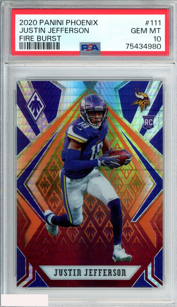 2020 PANINI PHOENIX JUSTIN JEFFERSON #111 FIRE BURST ROOKIE RC PSA 10 GEM MT