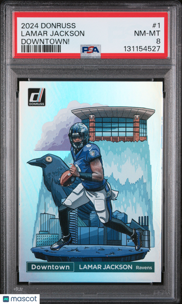 2024 Panini Donruss Downtown! Lamar Jackson #1 PSA 8