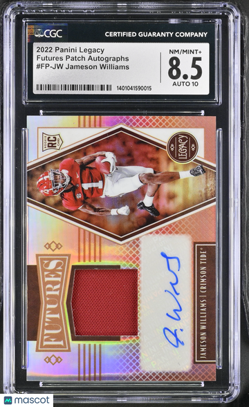 2022 Panini Legacy Jameson Williams #FP-JW Futures Patch Autographs CGC 8.5