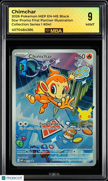 2026 Pokemon MEP EN-ME Black Star Promo Chimchar #041 First Partner Illustration Collection Series 1 MBA 9