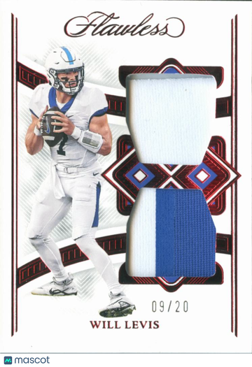 2023 Panini Flawless Collegiate Will Levis #RDP-WL /20 Memorabilia