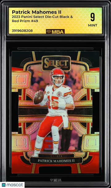 2023 Panini Select Patrick Mahomes II #49 Die-Cut Black & Red Prizm MBA 9