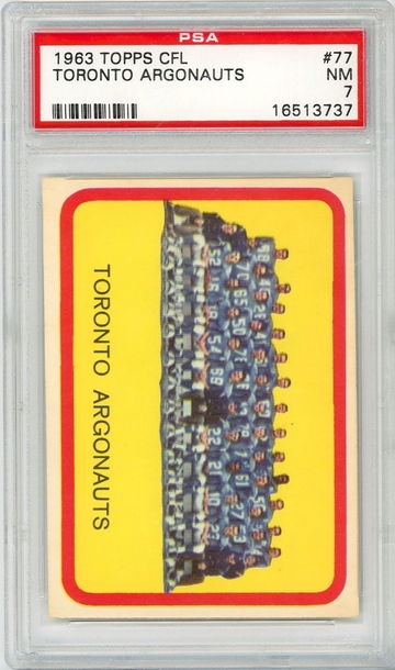 1963 Topps CFL Toronto Argonauts Team #77 PSA 7 P1353