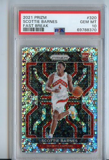 Gem 2021 Scottie Barnes Rookie Prizm Fast Break Disco #320 PSA 10 RC Pop 42