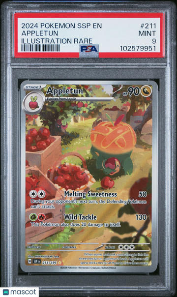 2024 Pokemon SSP EN-Surging Sparks Appletun Illustration Rare PSA 9 #211