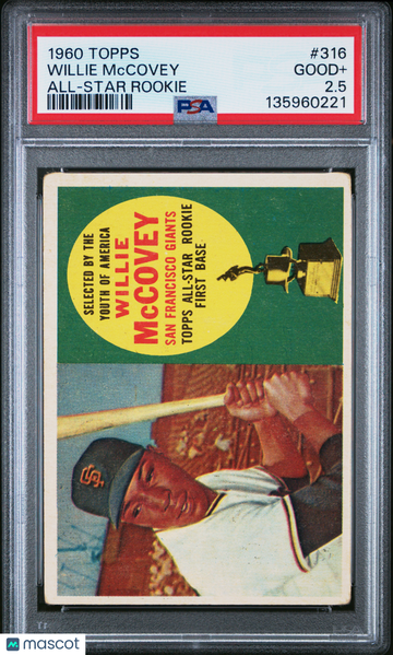 1960 Topps Willie Mccovey #316 All Star Rookie PSA 2.5