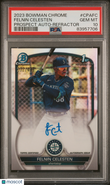 2023 Bowman Chrome Prospect Autographs Felnin Celesten #CPAFC Refractor /499 PSA 10 Auto