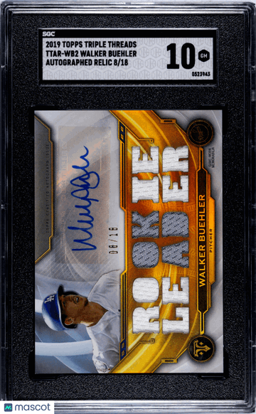 2019 Topps Triple Threads Walker Buehler #TTAR-WB2 Autograph Relic SGC 10