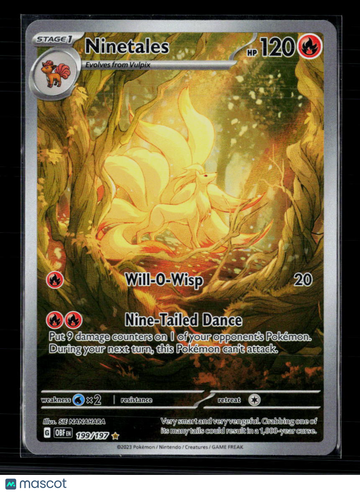 2023 Obsidian Flames Ninetales Holo Secret Rare #199/197