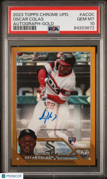 2023 Topps Chrome Update Autograph Oscar Colas #ACOC Gold Refractor PSA 10