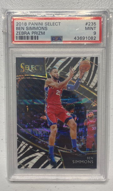 2018 Panini Select Zebra Prizm Courtside #235 Ben Simmons PSA 9