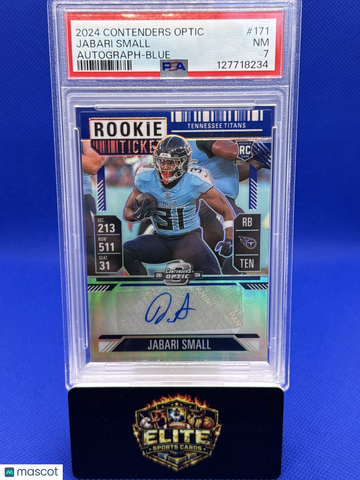 2024 Panini Contenders Optic Jabari Small #171 Blue SN AU RC PSA 7
