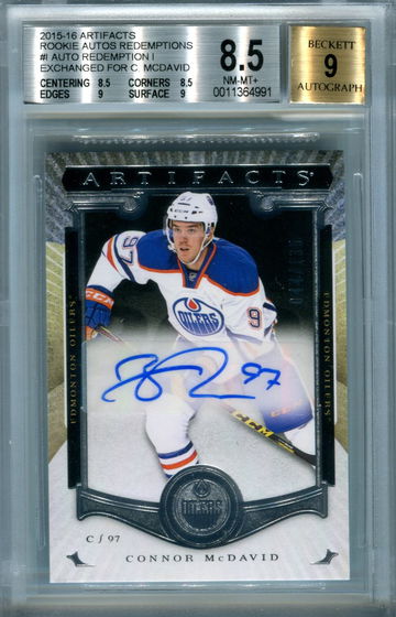 Connor McDavid /135 2015 Artifacts redemption BGS 8.5 auto 9
