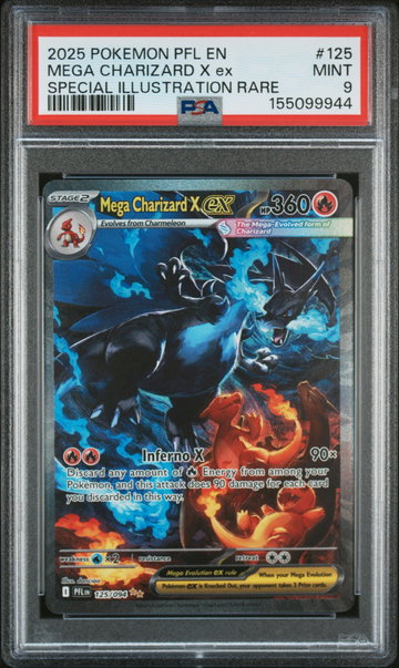 2025 Pokemon Mega Evolution Phantasmal Flames Special Illustration Rare Mega Charizard X Ex #125 PSA 9