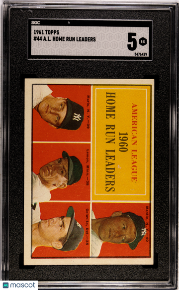 1961 Topps A. L. Home Run Leaders #44 SGC 5