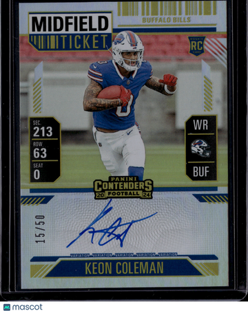 2025 Panini Contenders Football Keon Coleman #117 Midfield Ticket /50 RC