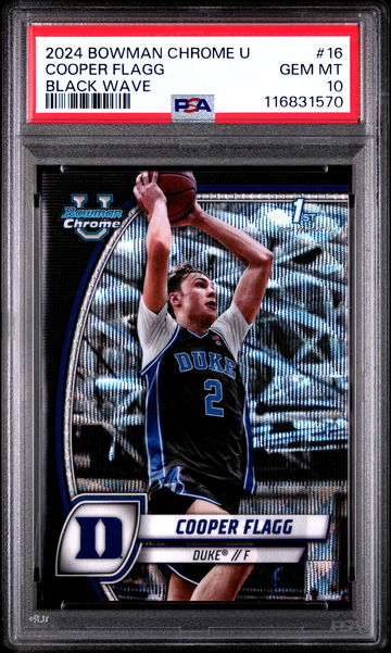 2024 Bowman Chrome University Black Wave Cooper Flagg #16 PSA 10