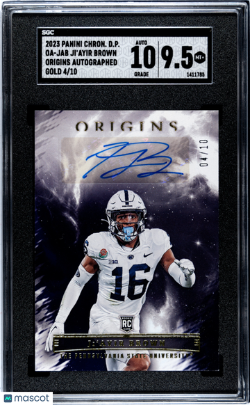 2023 Panini Chronicles Draft Picks Ji'ayir Brown #OA-JAB Origins Autograph Gold SGC 9.5 Auto 10