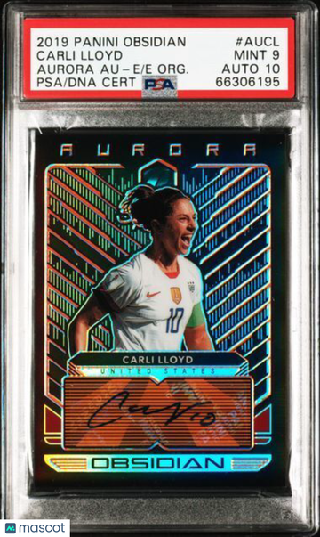 2019 Panini Obsidian Aurora Autographs Carli Lloyd #AUCL E E Org. PSA 9 Auto 10