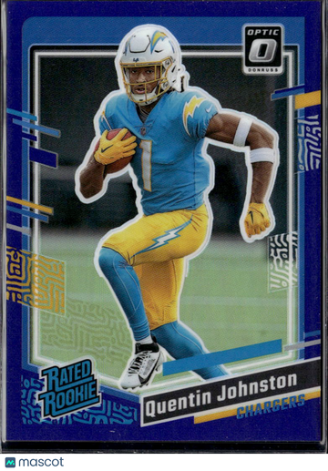 Quentin Johnston 2023 Panini Donruss Optic Prizm Blue /50 Los Angeles Chargers