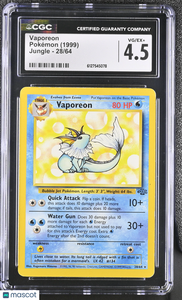 1999 Pokemon Jungle Vaporeon CGC 4.5 #28/64