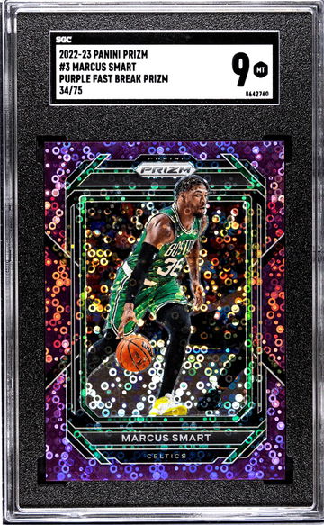 2022-23 Panini Prizm Purple Fast Break Prizm Marcus Smart #3 /75 SGC 9