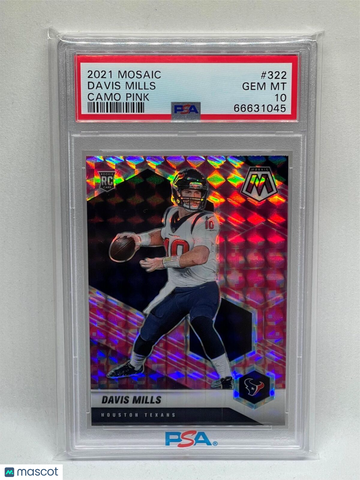 2021 Panini Mosaic Davis Mills #322 Camo Pink PSA 10
