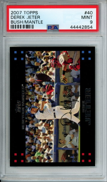 2007 Topps #40 Derek Jeter with Bush/Mantle PSA Mint 9