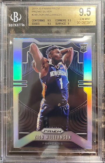 2019-20 Zion Williamson silver prizm #248 9.5 gem mint mt 