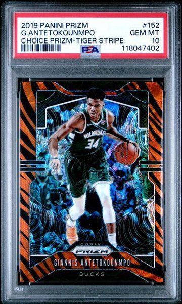 2019 Prizm | Giannis Antetokounmpo | Choice Prizm Tiger Stripe | #152 | SSP | PSA 10