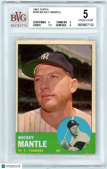 1963 Topps Mickey Mantle #200 BVG 5