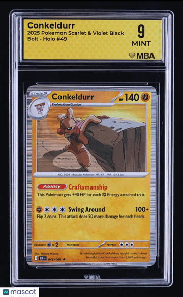 2025 Pokemon Scarlet & Violet Black Bolt Conkeldurr Holo MBA 9 #49