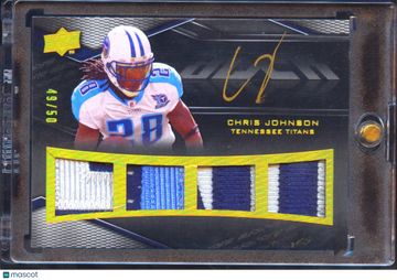 2009 Upper Deck Black Chris Johnson #1PQ-CJ /50 Quad Patch Game-Used Memorabilia