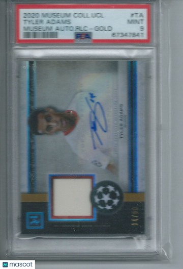 2020 Topps Museum Collection UEFA Champions League Museum Autograph Relics Tyler Adams #TA Autograph RLC Gold PSA 9